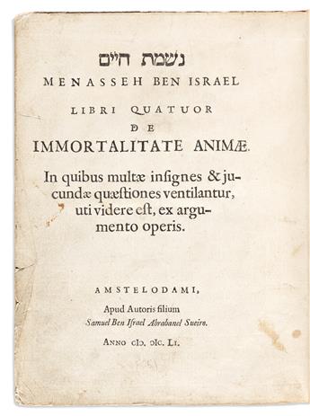 Menasseh Ben Israel (1604-1657) Libri Quator de Immortalitate Animae.